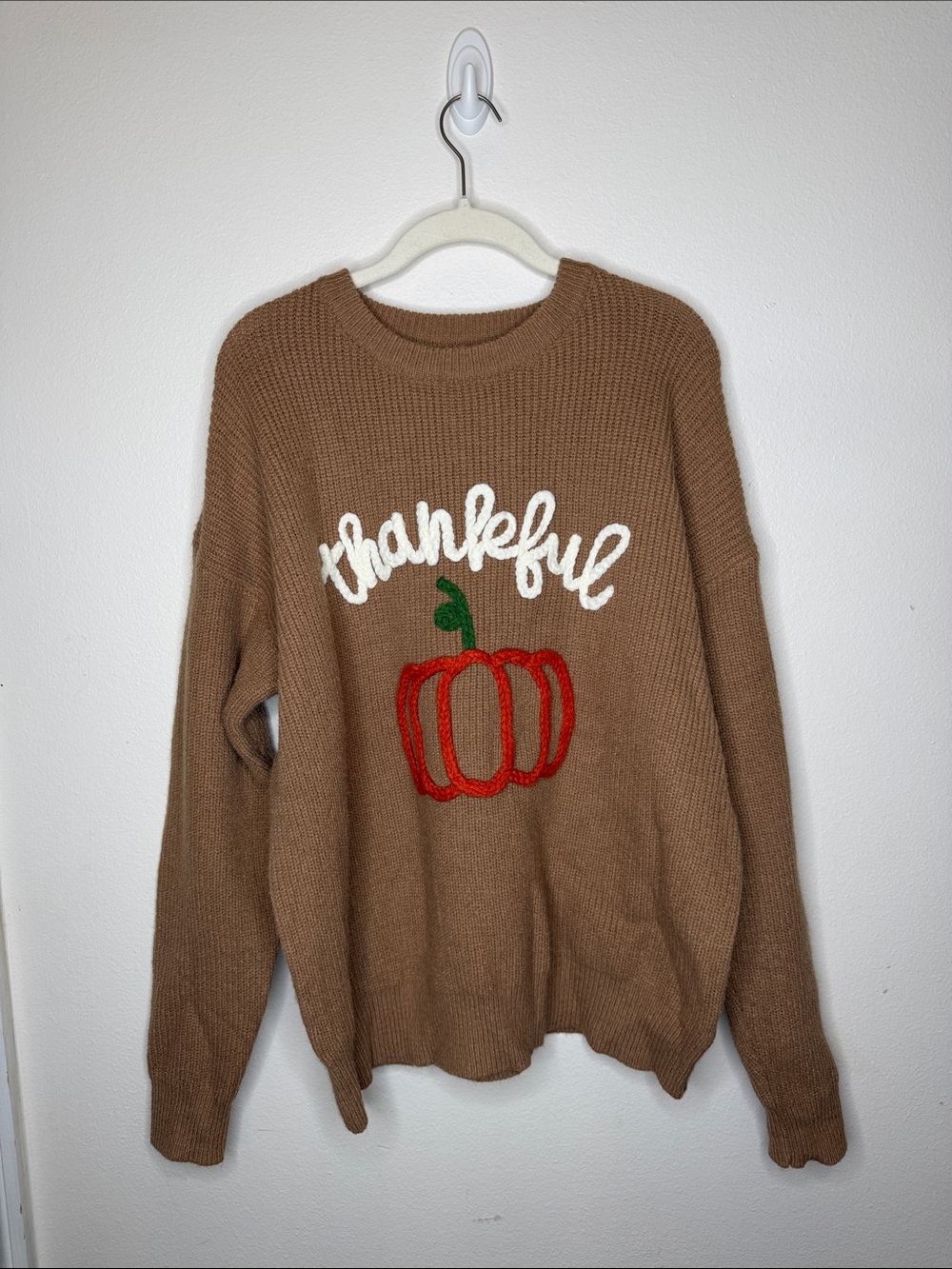 Main Strip Brown 'Thankful' Pumpkin Crewneck Sweater